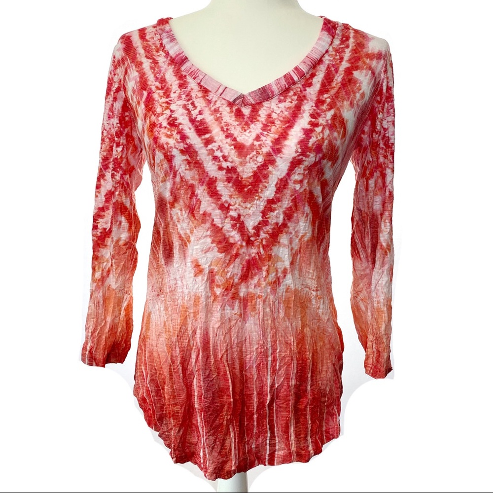 💜David Cline Pink/Orange Crinkle Top Size Small
